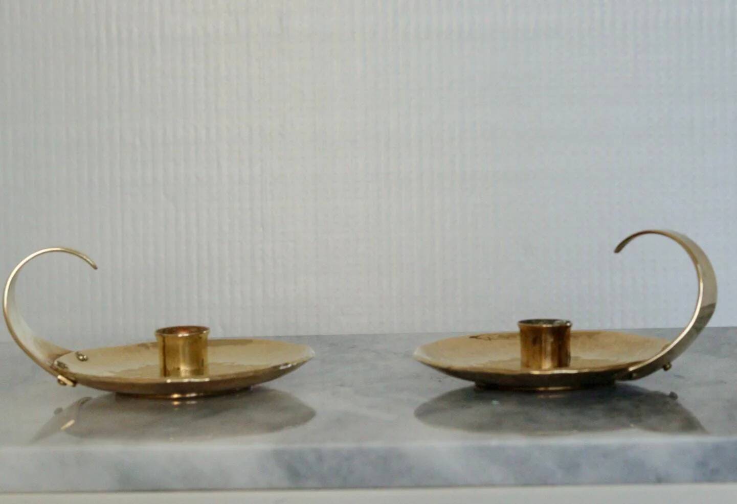 Pair of Swedish mid-century candlestick holders by Skutuna