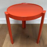 Small vintage orange round table 1970