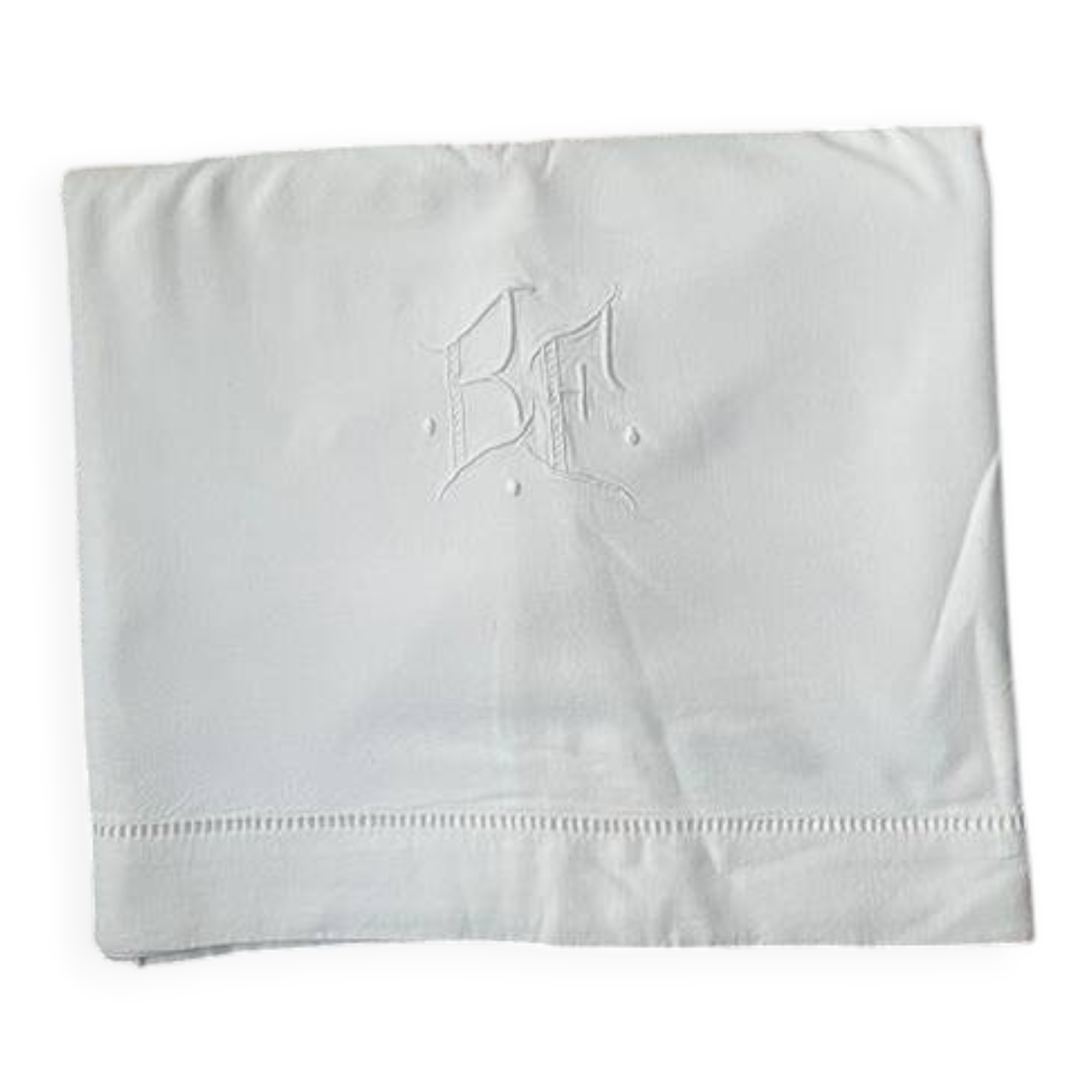 Antique cloth with BF monogram