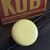 Wall coat rack with 4 vintage yellow metal hooks