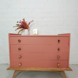 Vintage terracotta legs compass chest of drawers