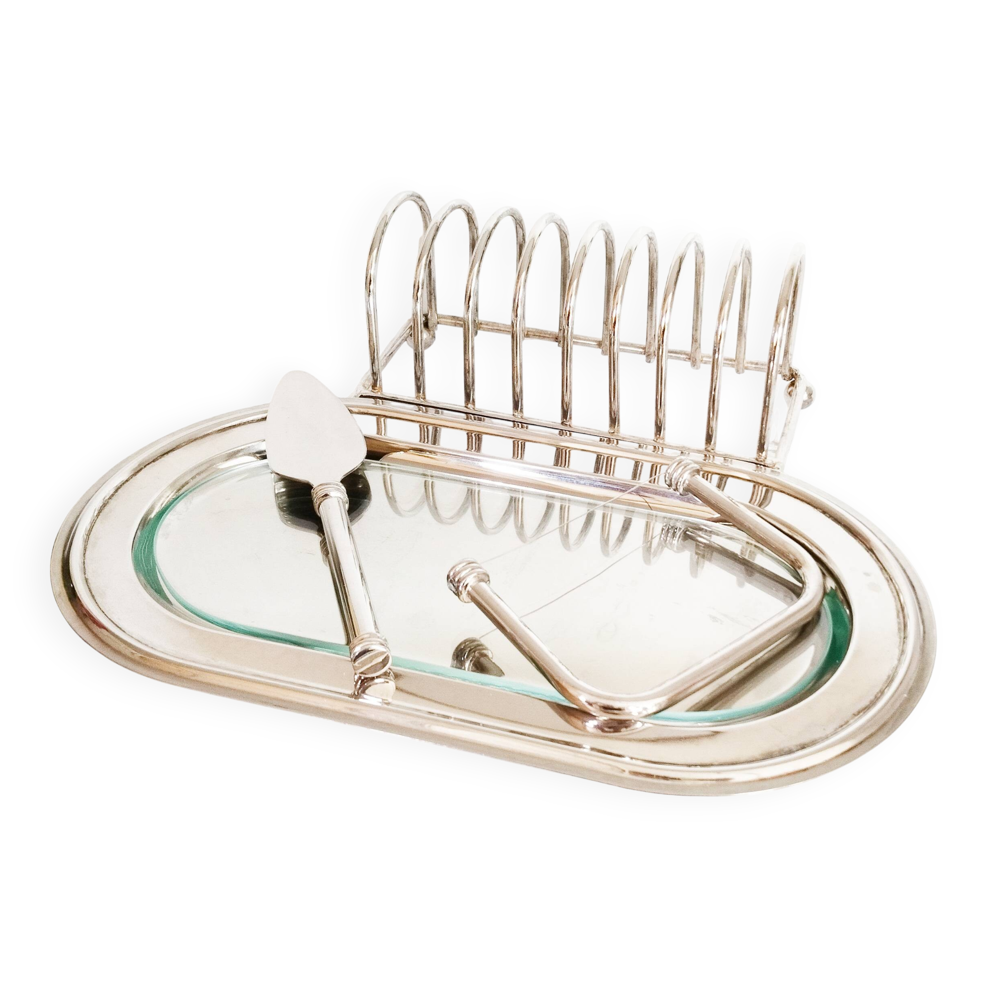 Metal foie gras serving dish, toast rack