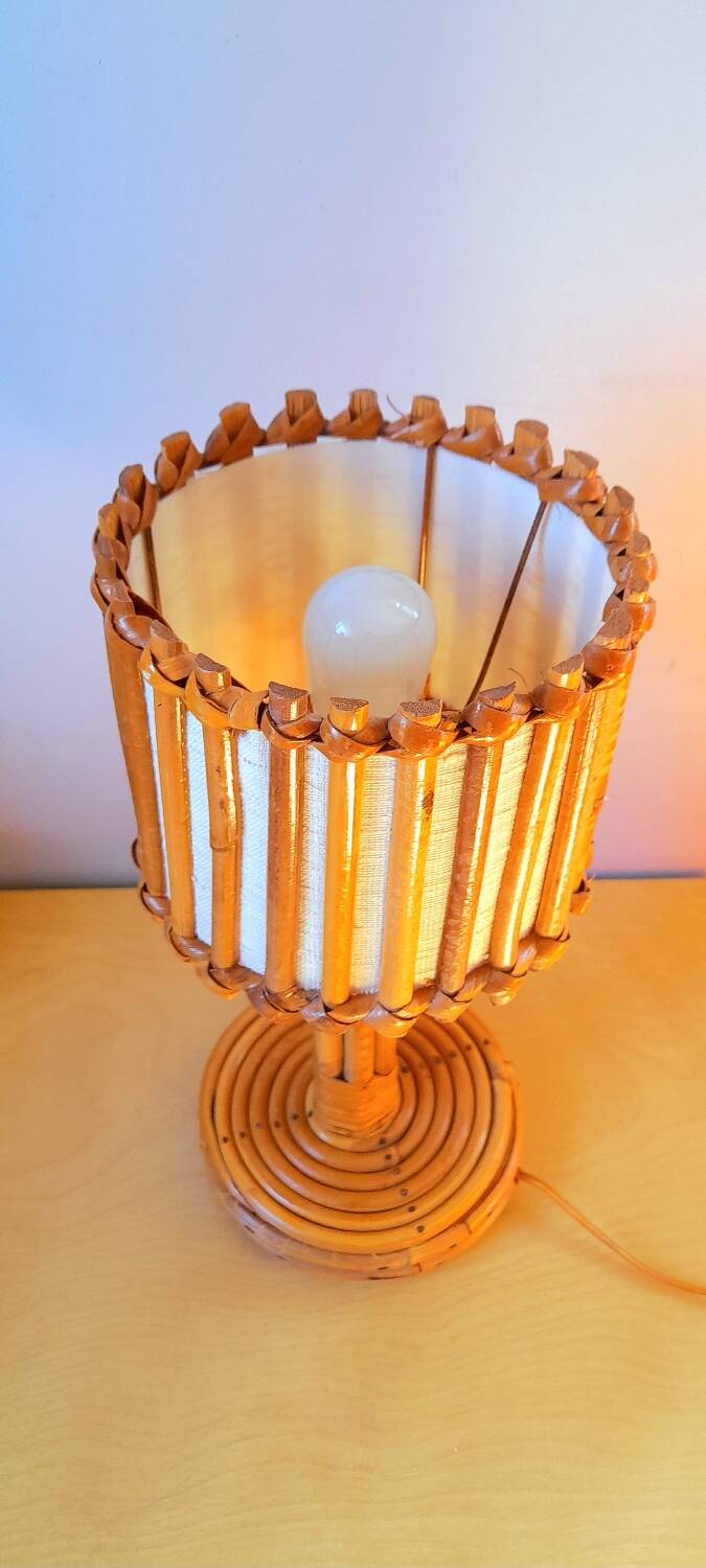 Rattan lamp by Louis Sognot 1950s