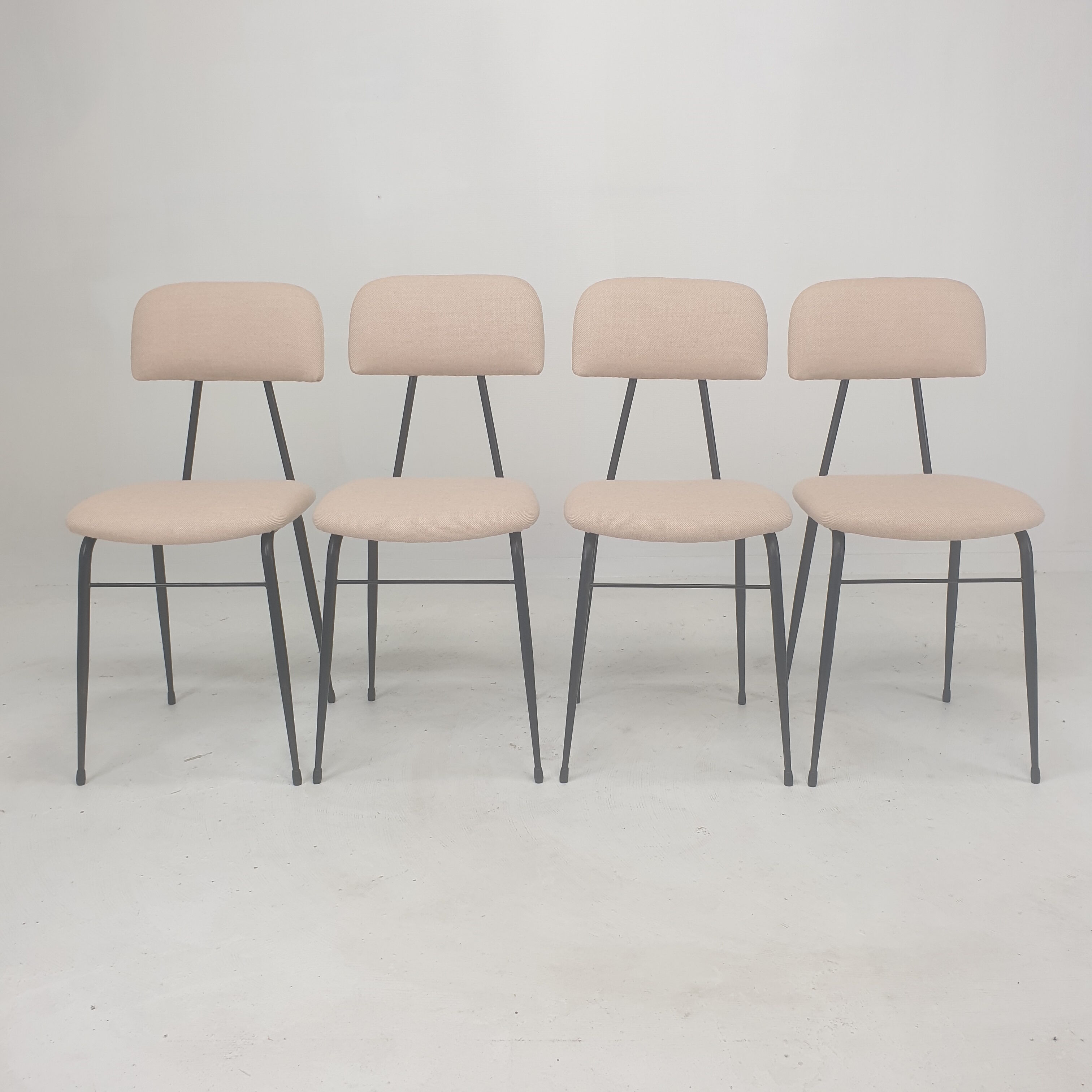 Set of 4 Italian Metal Dining Chairs, 1960's
