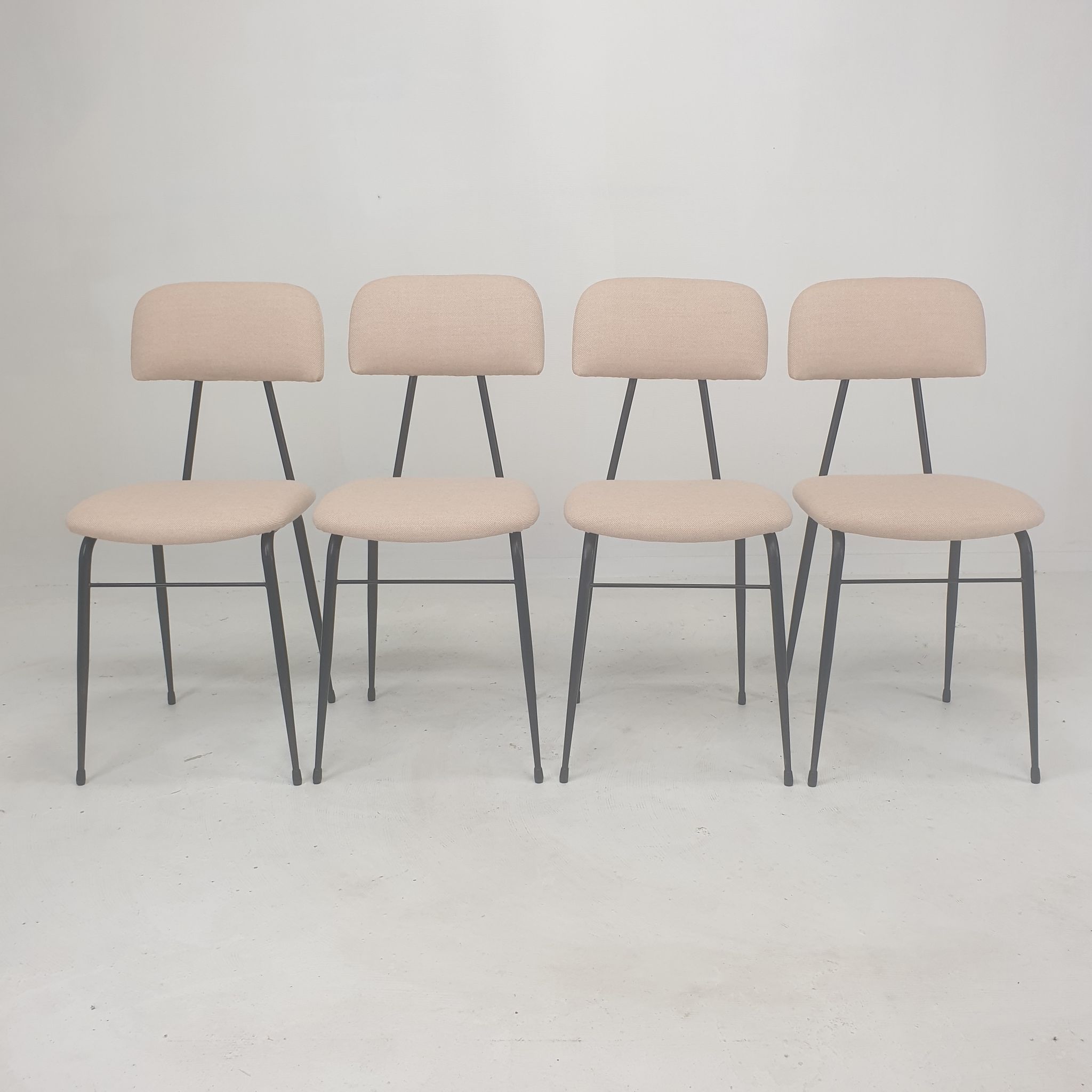 Set of 4 Italian Metal Dining Chairs, 1960's