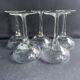 5 blown glass champagne glasses with cut bee decoration