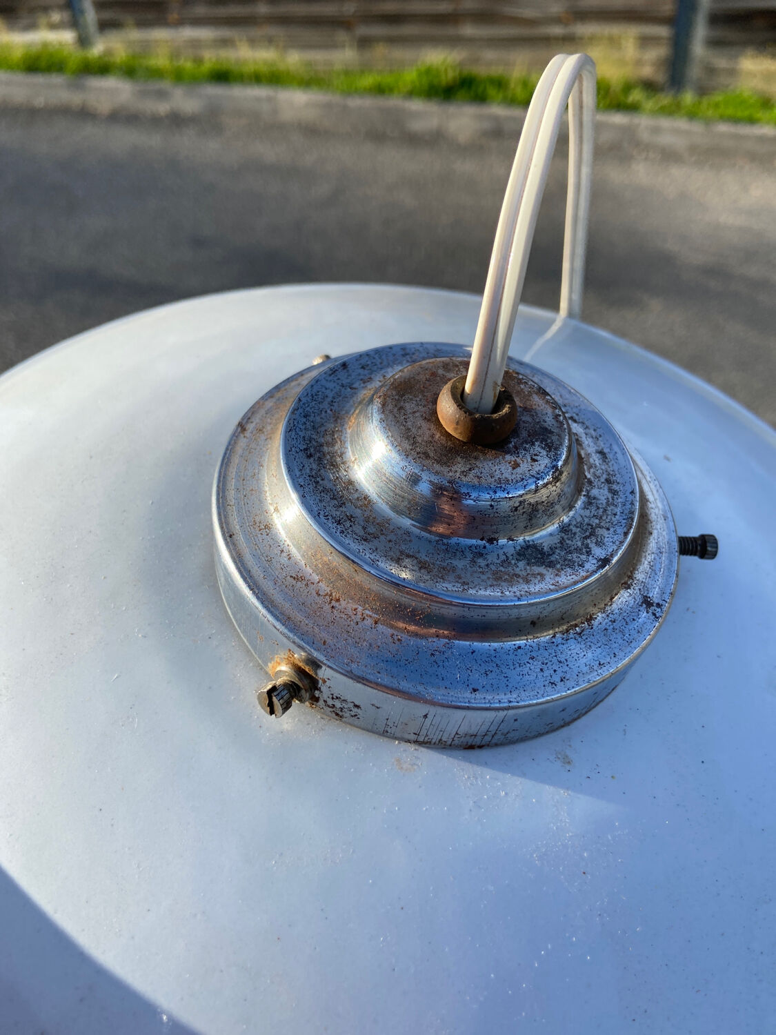 White enamel pendant light