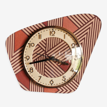 Horloge vintage pendule murale silencieuse asymétrique "cuivré rose"