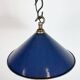 Industrial British Blue Enamel Factory Pendant Lamp, 1950s