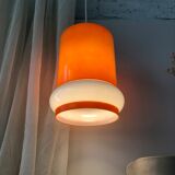 Orange & white opaline glass pendant lamp