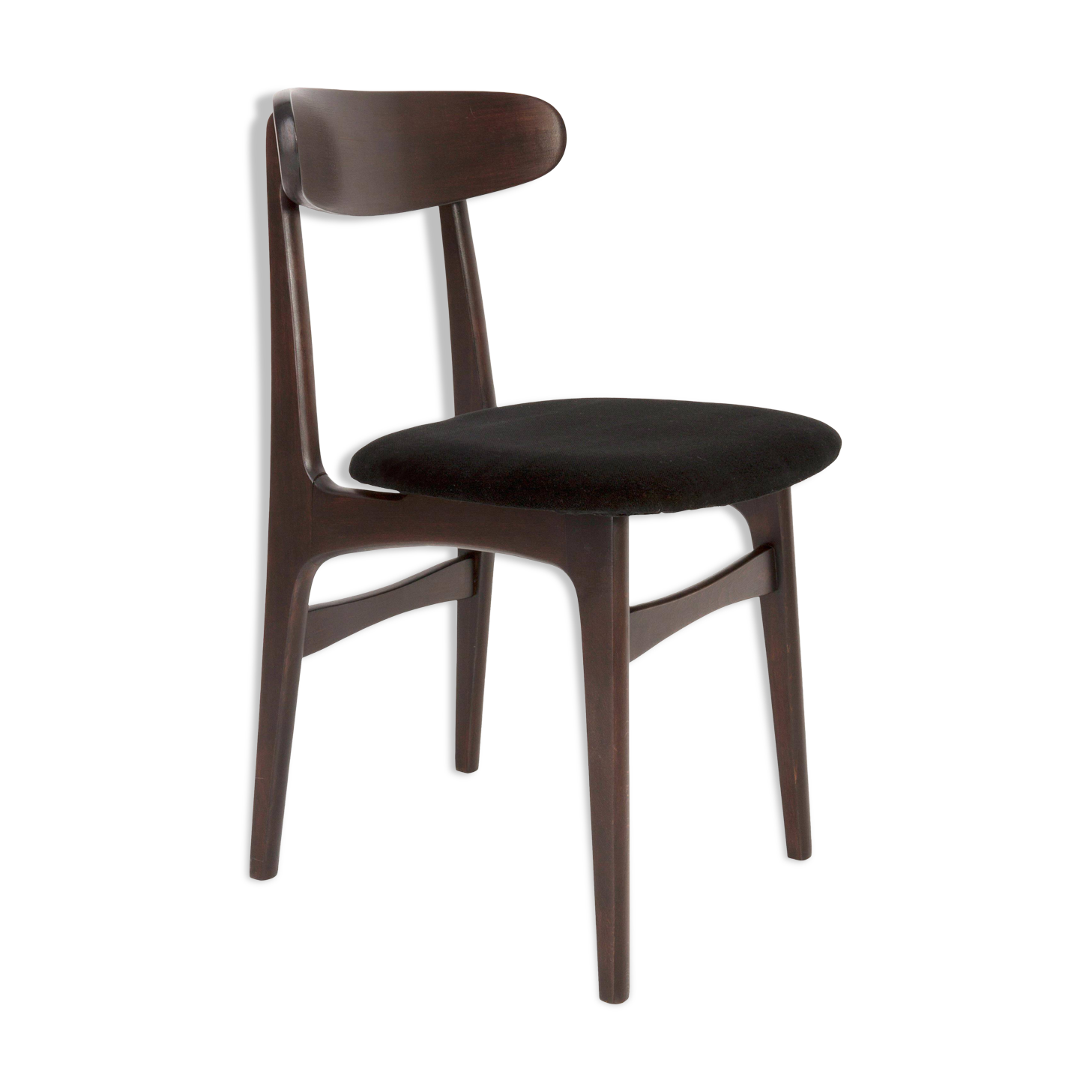 Black velvet armchair mid-century by Rajmund Halas, Poland, 1960.