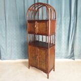 Library in Bamboo and Cane of Rattan Varnish Brown circa 1970 H 175 cm