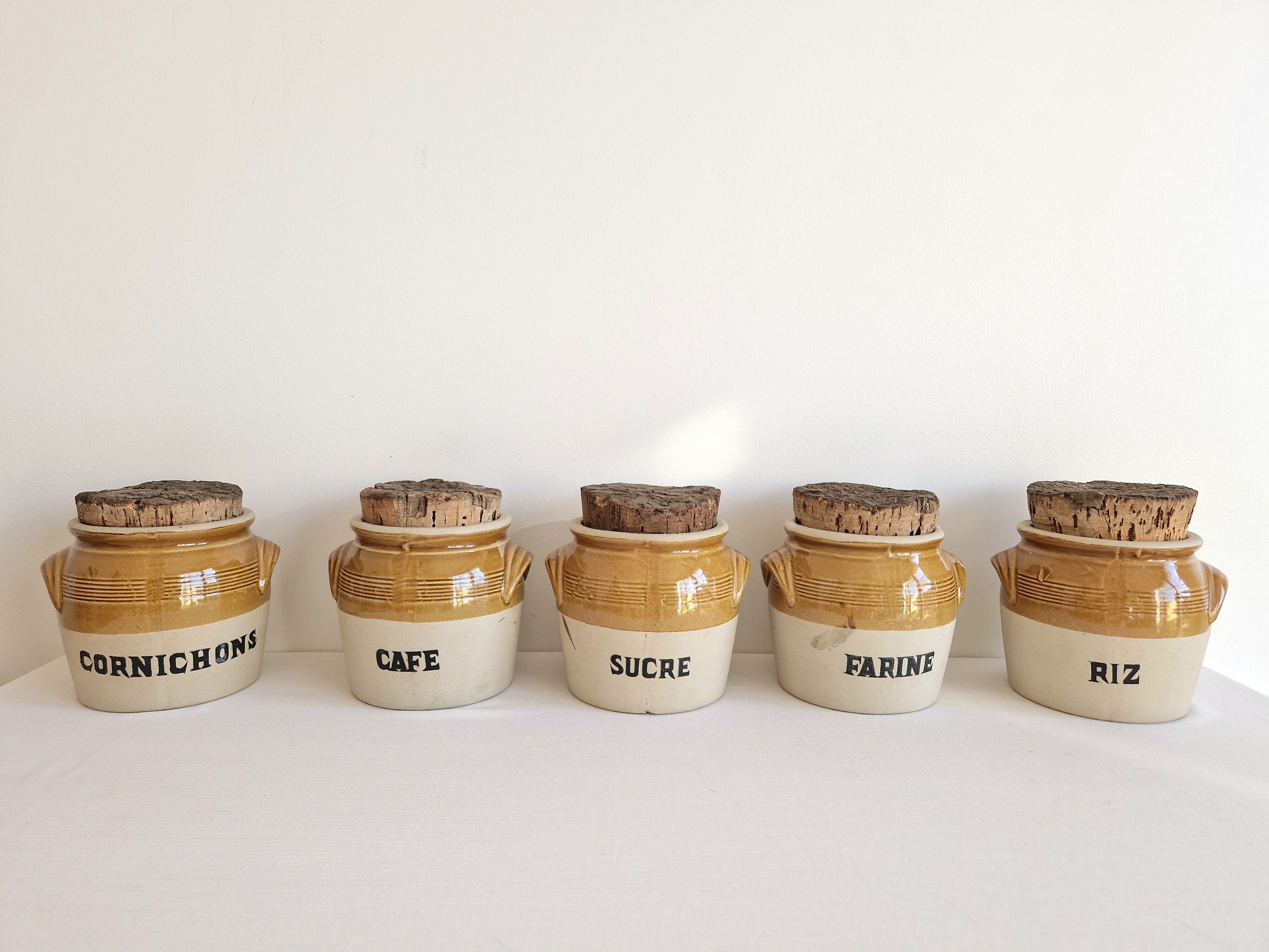 Series of 5 condiment pots