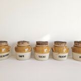 Series of 5 condiment pots