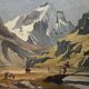 HSP table "Animated alpine landscape" early XX° signed