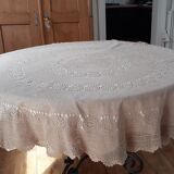 Old crochet round tablecloth with matching napkins