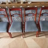Rare - Set of 4 Louis Philippe/restoration style chairs with medallion - Blue / cherry color