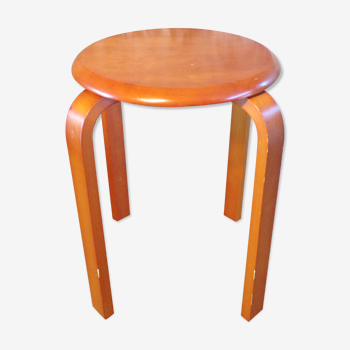 Tabouret 1980 en bois cintré