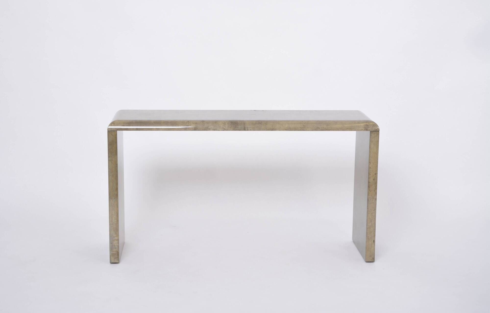 Mid-Century Modern Console Table Made of Laquered Goat Skin by Aldo Tura