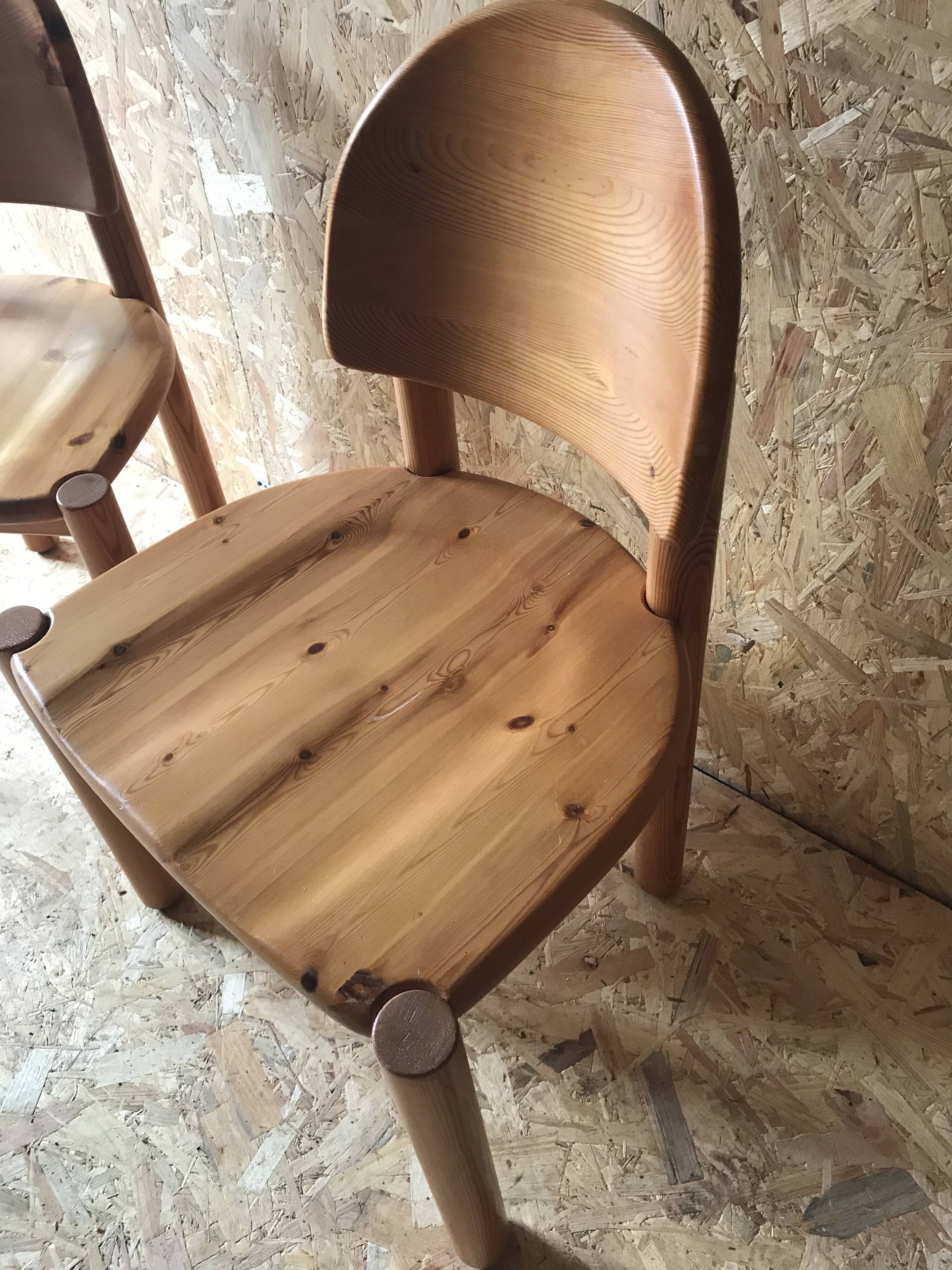 Pair of solid pine chairs by Rainer Daumiller, Germany 1960