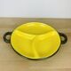 Round ceramic dish from the 50s, black and yellow