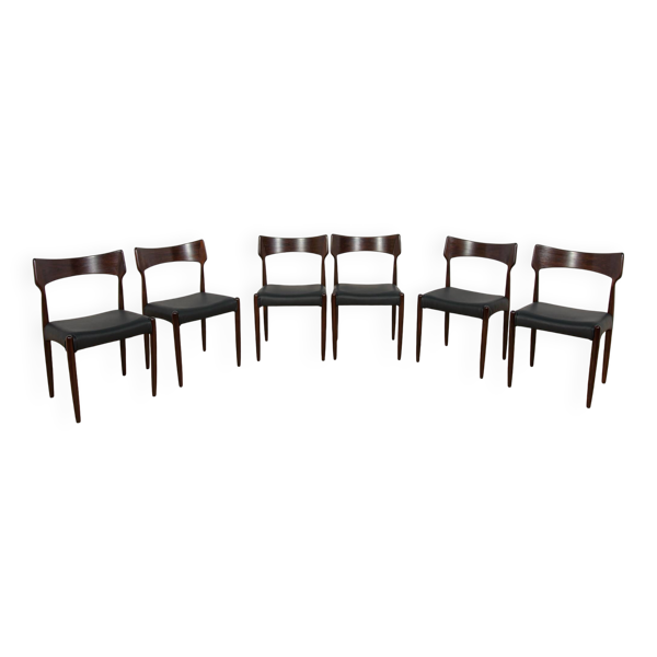 Chaises de salle à manger en palissandre du milieu du siècle de Bernhard Pedersen & Son, années 1960, lot de 6