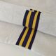 Vintage Basque tablecloth and 5 napkins in blue and yellow herringbone cotton