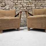 Pair of 50" Brutalist armchairs