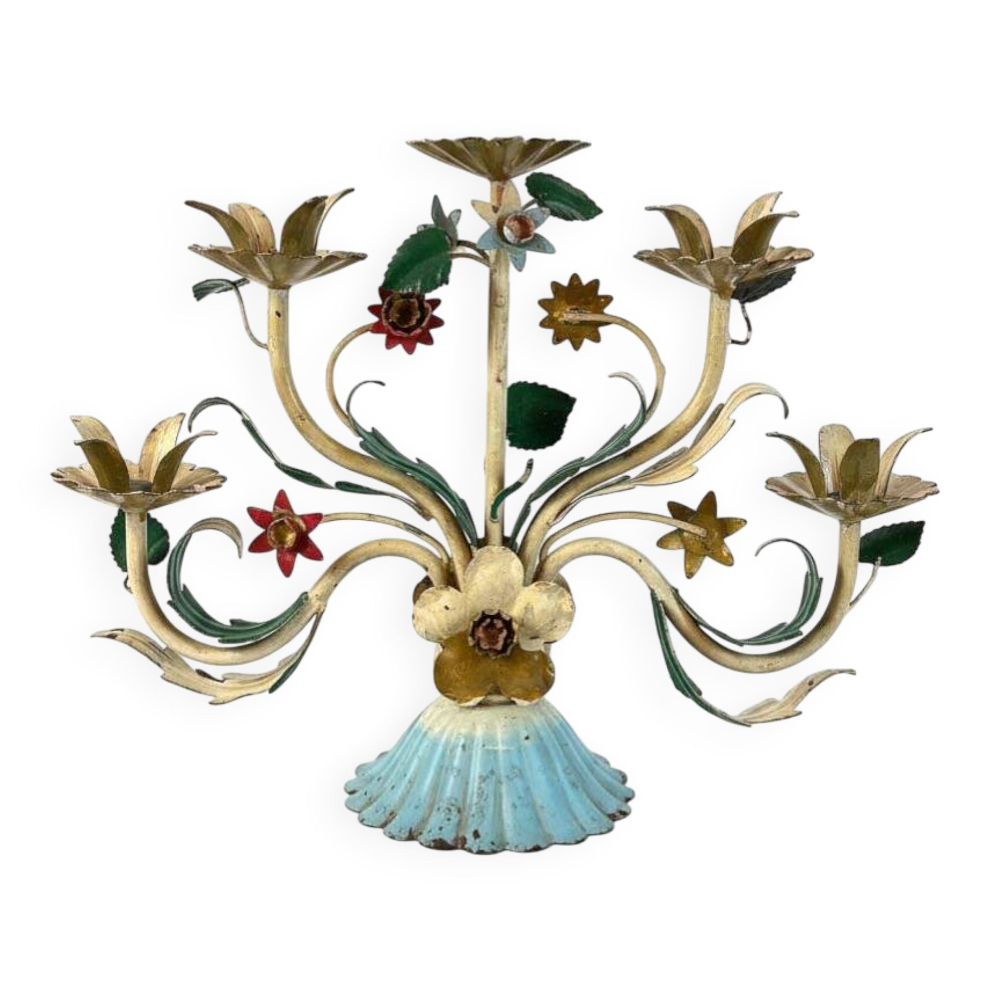 Vintage painted metal candle holder – Italy, 1950s-1960s