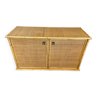 Dalvera rattan and bamboo chest of drawers - 1960s