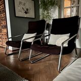 Brown velvet armchair from the 80s