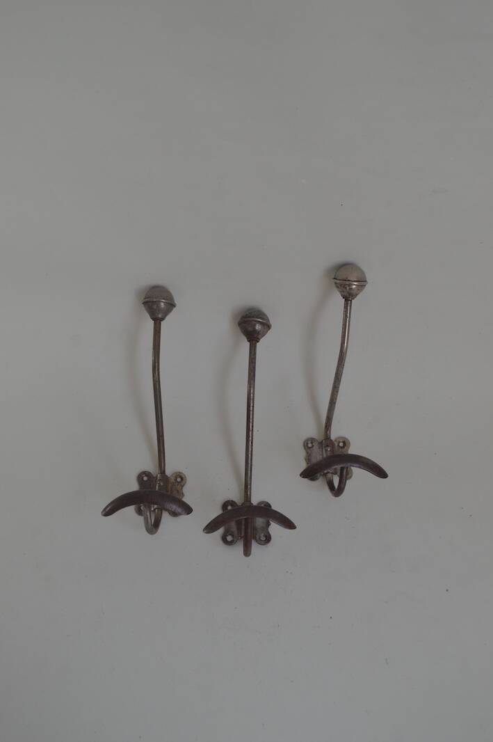 3 vintage metal hooks