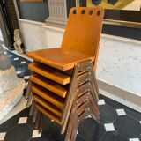 Series of 6 stackable industrial chairs, Roland Rainer for Emil & Alfred Pollak, ca 1950