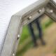 Vintage mirror, wooden mirror covered with tin, tin mirror from the 60s