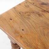 Wabi sabi style French dinner table in elm wood with drawer, ca. 1850
