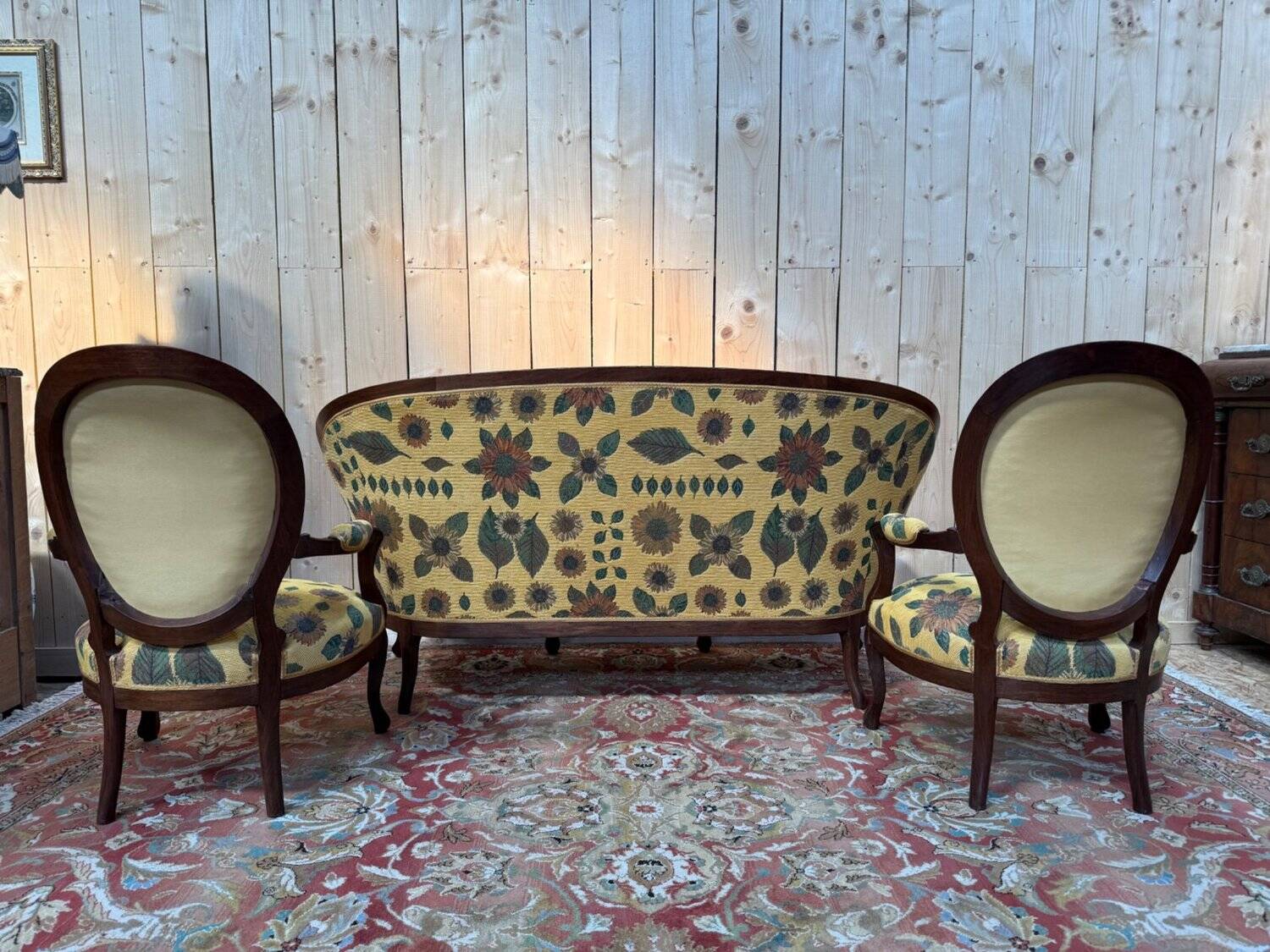 Salon Louis-Philippe – Sofa and pair of armchairs – Rosewood – Fabric f