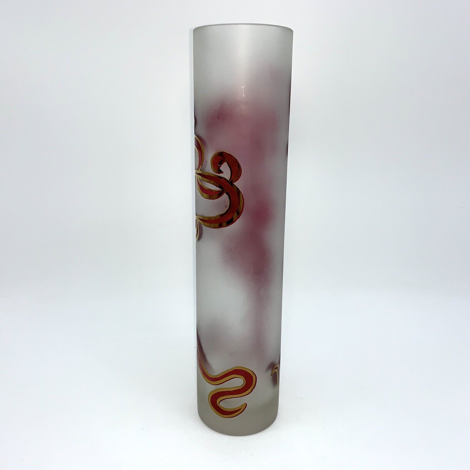 Vase glass scroll painted and gilded floral decoration art nouveau inspiration