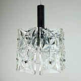 vintage PENDANT LIGHT crystal glass and chrome 14 glass prisms 1960s