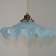 French Vintage 1930s Pale Blue Frilled Clichy Glass Lampshade Ceiling Light