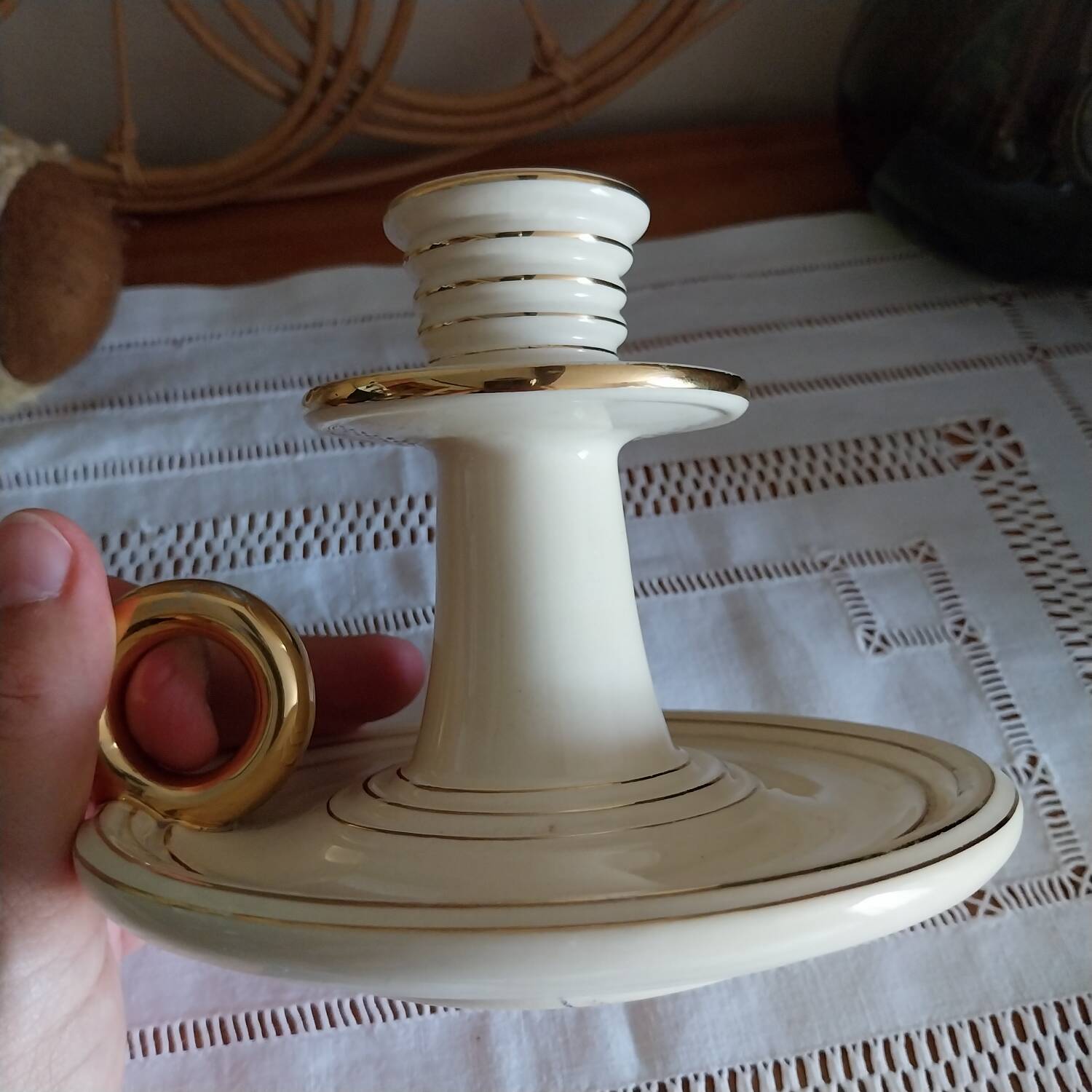 Ancien bougeoir en céramique Lude