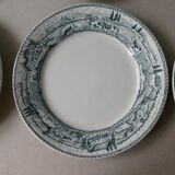 6 flat plates Saint Amand, décor la laitière