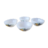 4 cups or ramekins Arcopal pear patterns grape 1970
