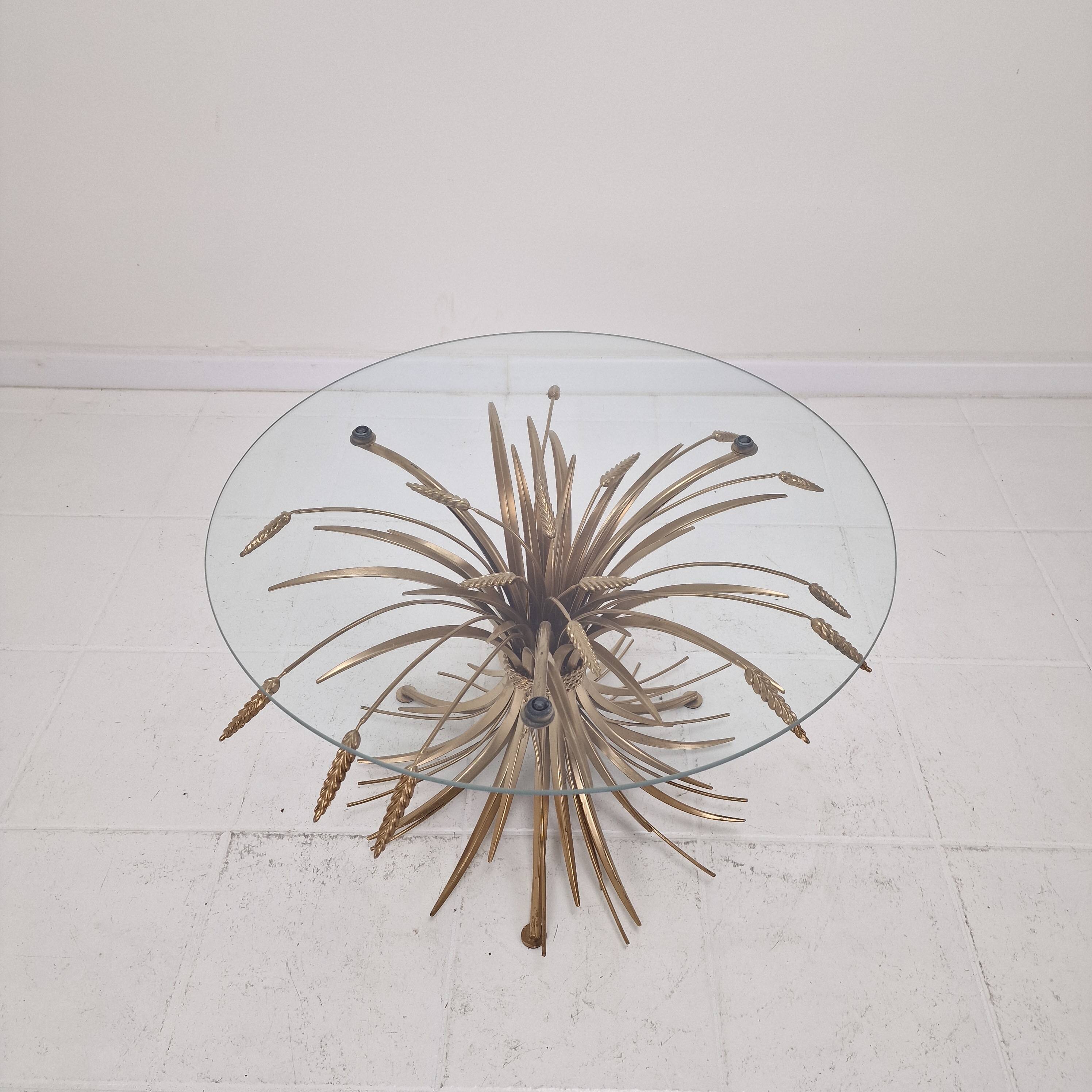 Hollywood Regency Gilded Coco Chanel Style Sheaf of Wheat Coffee Table, 197
