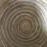 Rattan and vintage brass pot cover