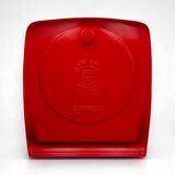 Miroir italien Space Age rouge avec étagère, années 1970