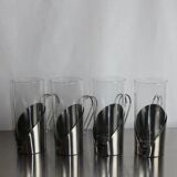 set de 4 tasses inox & verre