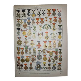 Gravure Decoration and medal 3, order • Original lithograph from 1898