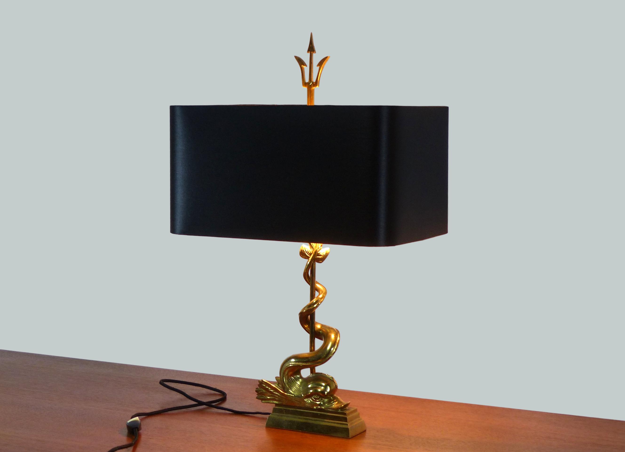 Dolphin and Trident table lamp
