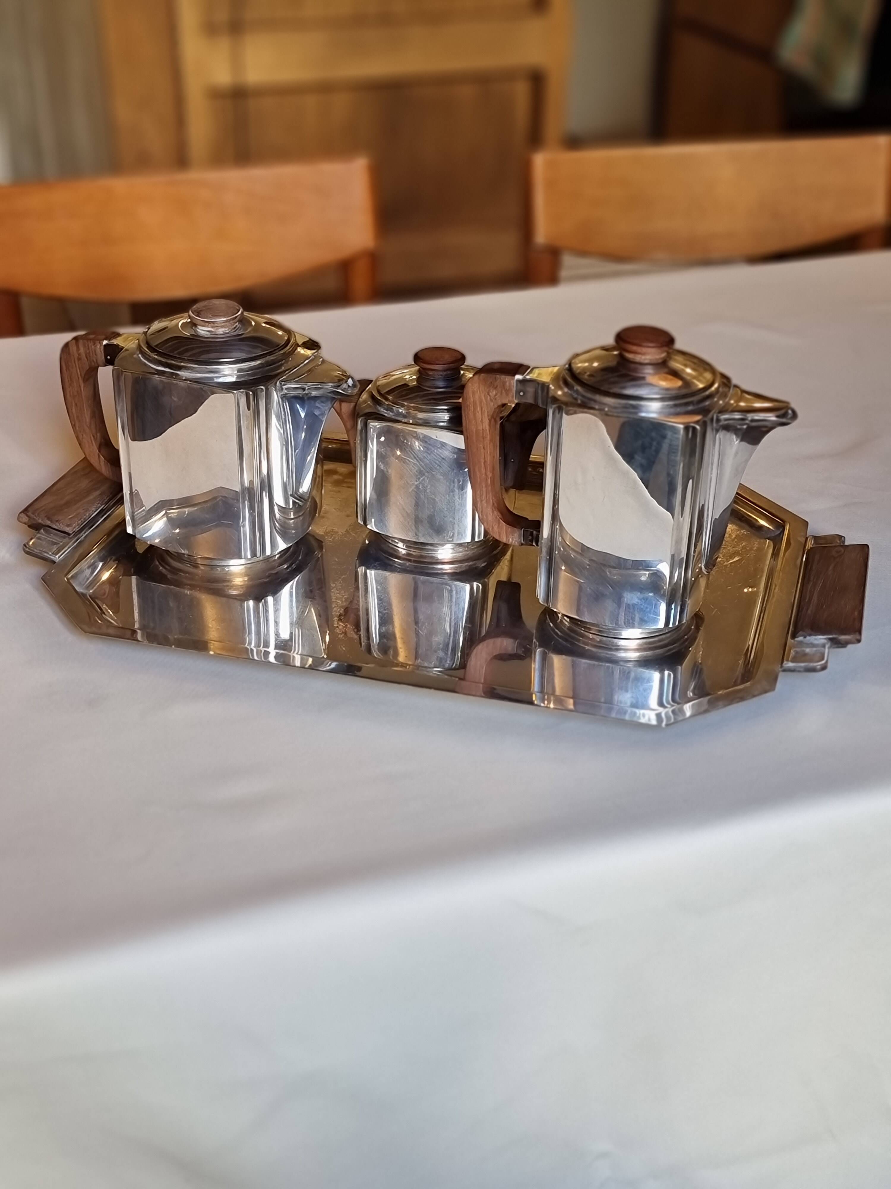 Tea set in silver metal 30s