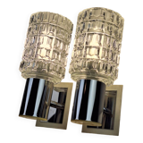 Pair of vintage 70s glass wall lamps by Targetti Sankey